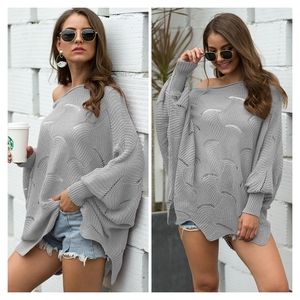 Gray Openwork Knit Top